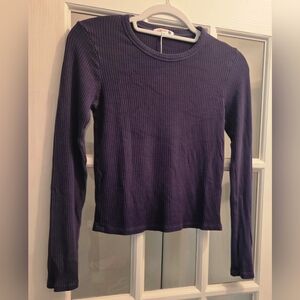 Sundry By "Anthropologie" Ribbed Long Sleeve Top - Rich Purple/blue